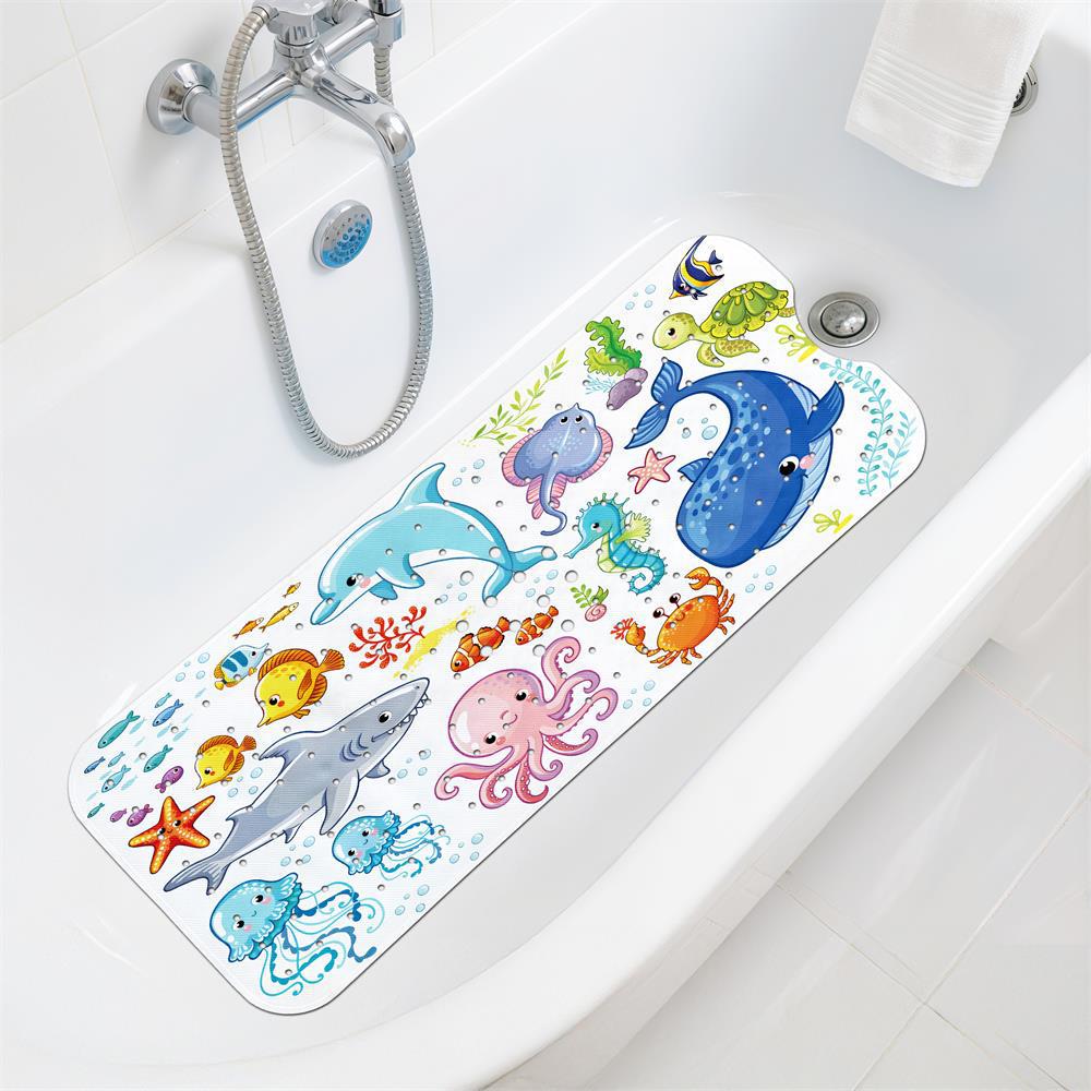 Gyermek Csúszásmentes Rajzfilm Fürdőszobai Szőnyeg - Mosható Ovális Biztonsági Zuhanyzótálca Padló Szőnyeg
