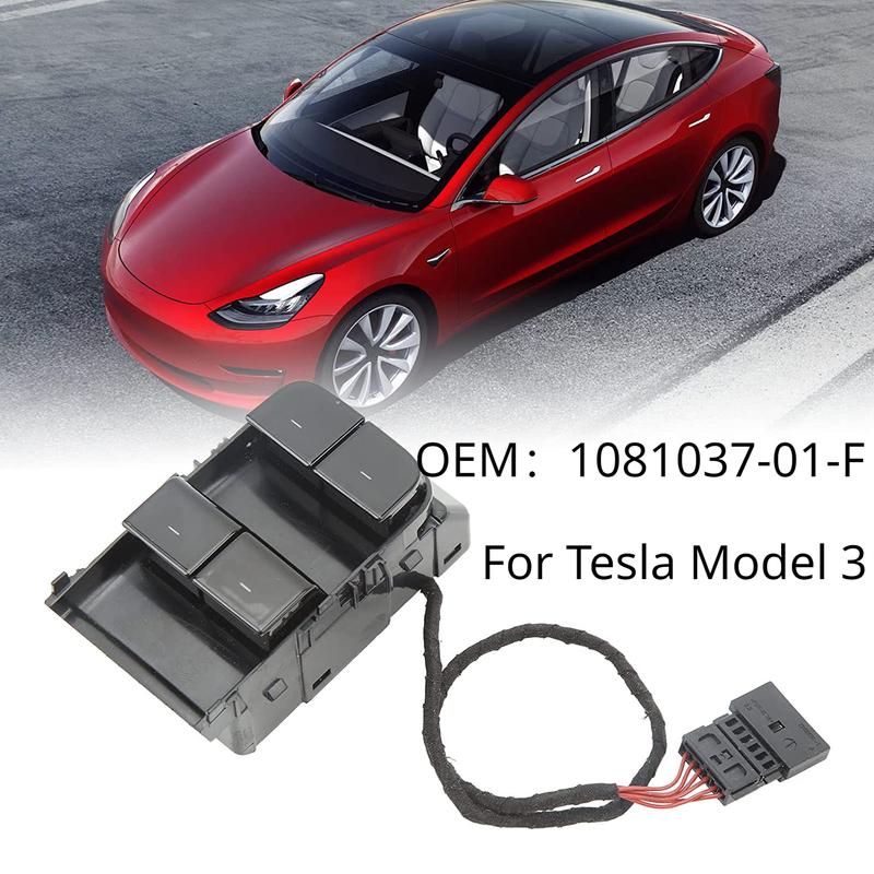 Matte Black Left Front Glass Lift Power Control Button Switch 1081037-01-F For Tesla Model 3 M3 2016- Door Glass Lifter