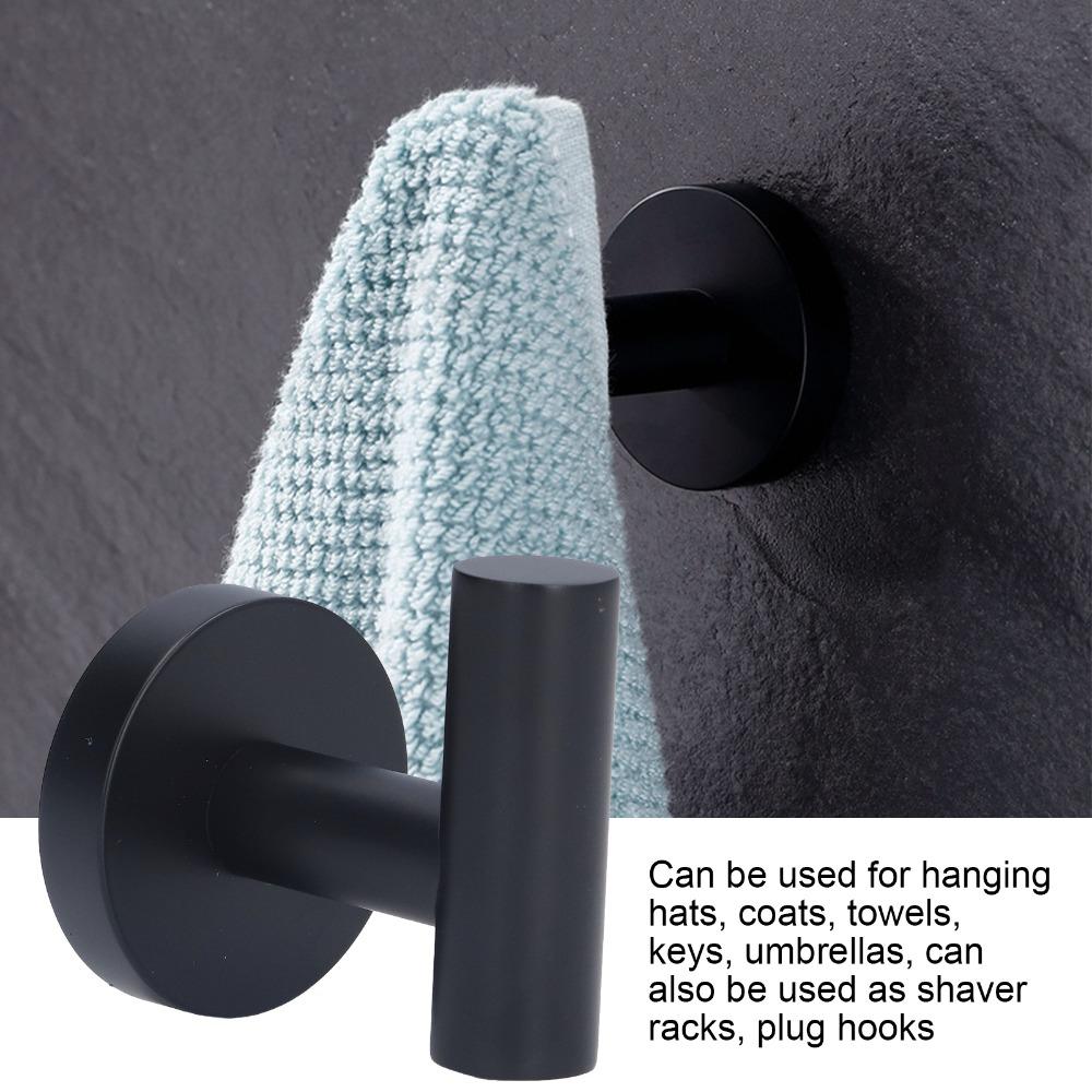 2 PCS Stainless Steel Towel Hook Black Coat Hook Practical Robe Hook Door Hanging