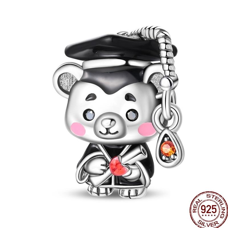 Original Charms Copper Poker Kitty Charms Bead Heart Marry Pave Zircon Fit 3Mm Bangle Bracelet Jewelry Gifts Making