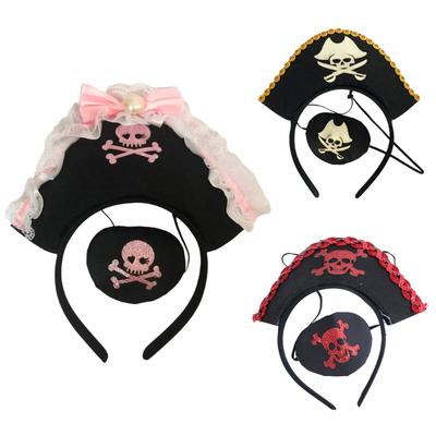 Halloweenowa Opaska Piracka na Oko Cosplay Piracka Czaszka Nakrycie Głowy Opaski do Włosów Nakrycie Głowy Halloweenowe Opaski do Włosów Urodziny