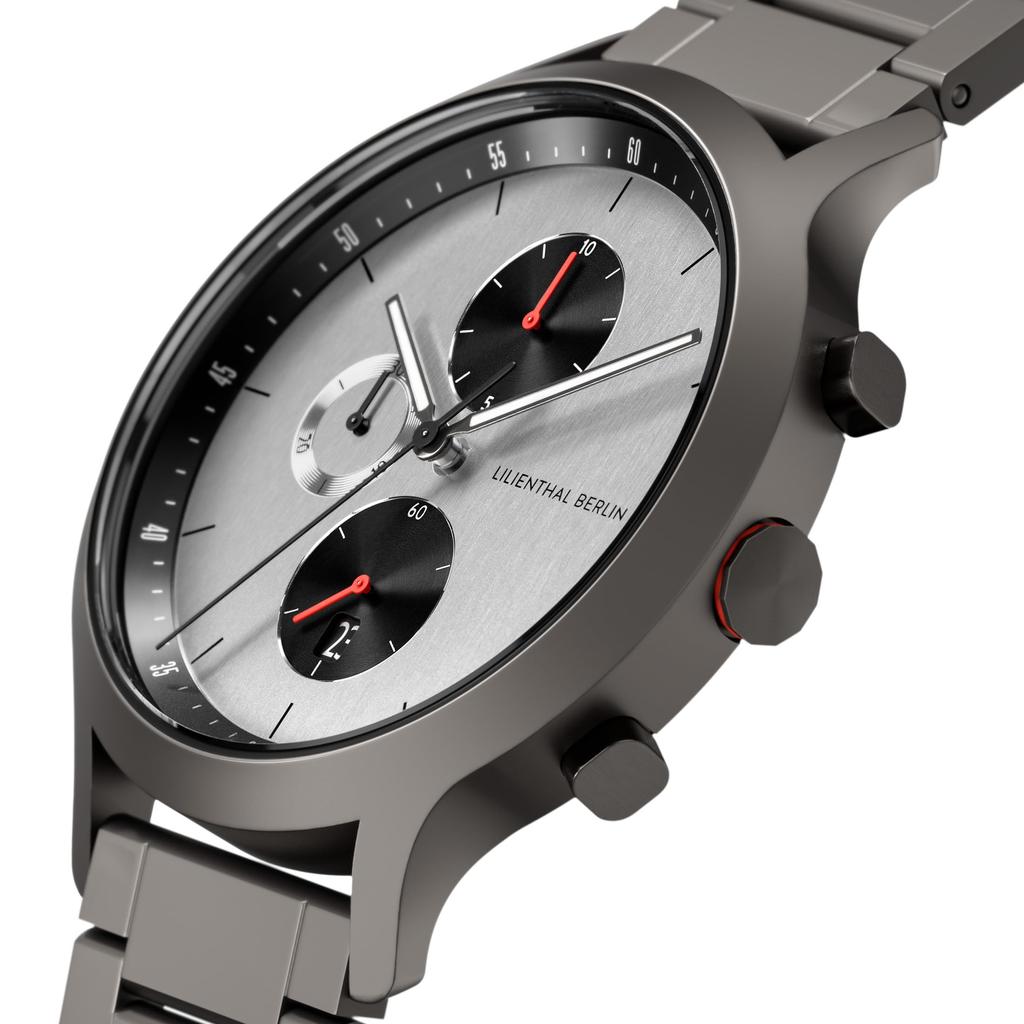Lilienthal Berlin Chronograph Watch with Date Made in Display, Germany, C01-110-B040F
