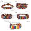 HX6F Multicolor Bracelet Jewelry Handmade Multi Natural Stone Tube Beads Leather Wrap Bracelet Couples Bracelets for Adult