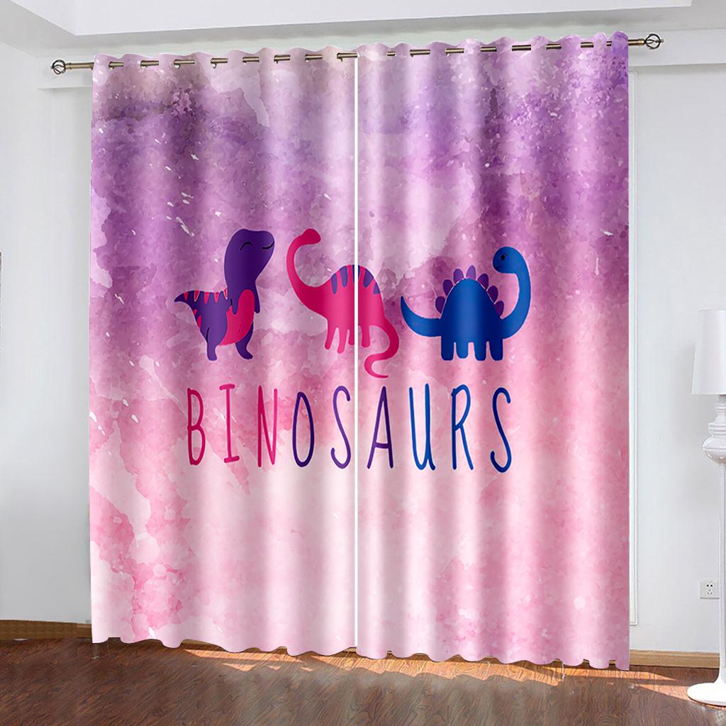2Pcs Customized Animated Cartoon Small Fresh 3D Printing Curtains, Decorative Curtains For Bedroom, Living Room And Office