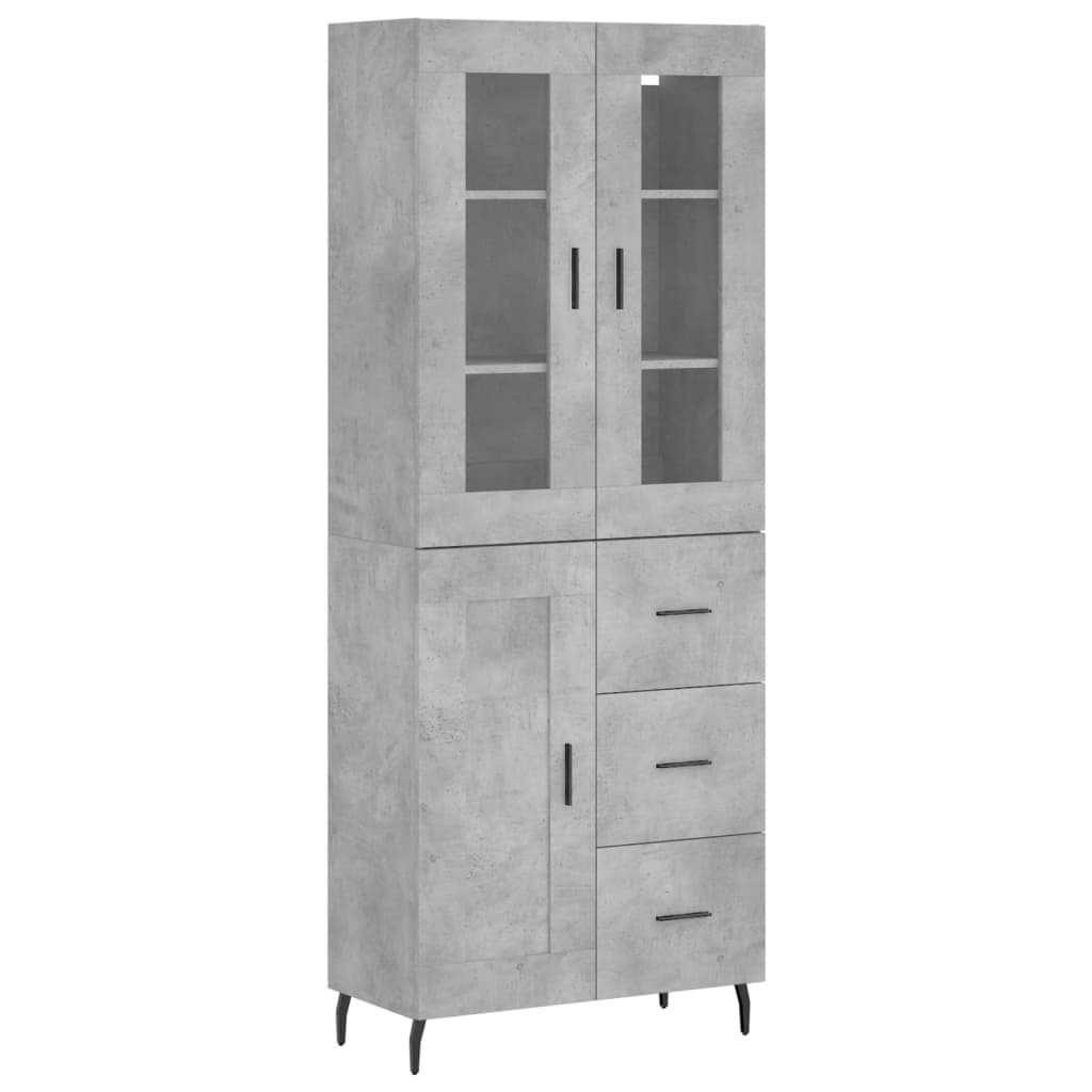 Highboard Concrete Grey 69.5 x 34 x 180 cm Engineered Wood