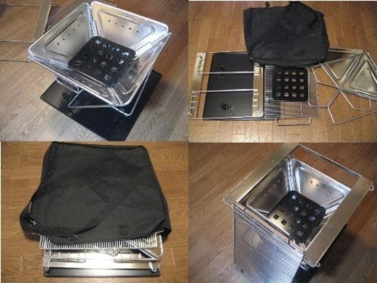 Large Size Campfire Grill Complete Set Including Charcoal and with Carrying Bed, Grill, Bridge, Plate, Bag, Bag.