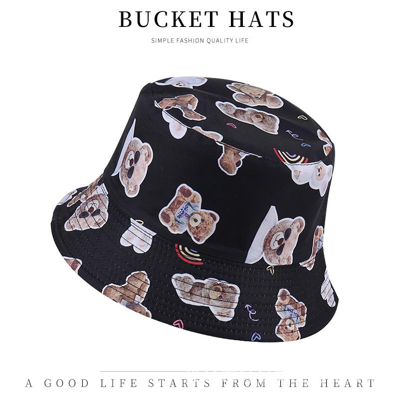 Trendy versatile sunshade sun hat summer double-sided pot hat printed bucket hat women