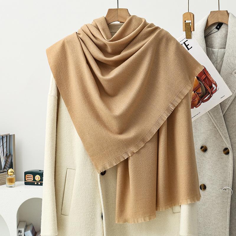 Short Beard Scarf Light Luxury High-end Cashmere Scarf Women's Winter New Korean Men's Shawl Solid Color