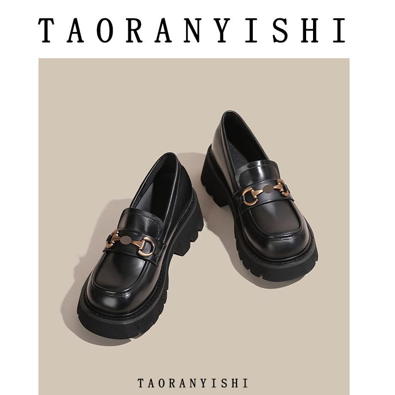 

cm small man inner height increase thick sole small leather shoes female retro polished horse title buckle female small size 333 34