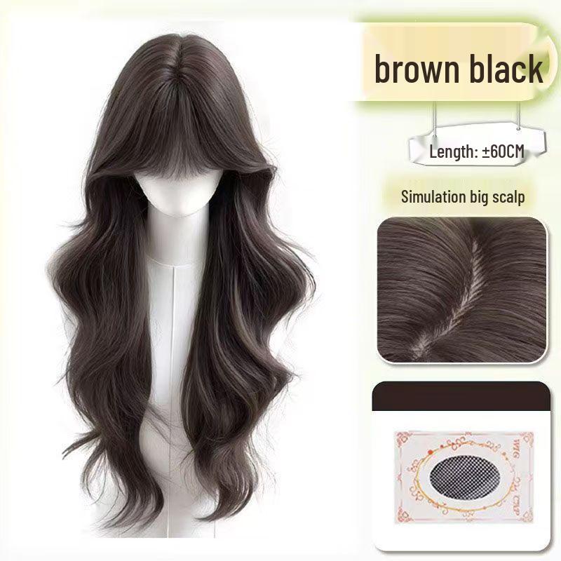 Women's Full Head Cover Wig with Long Curly Hair, Fluffy Big Waves, Natural-Looking Simulation Hair