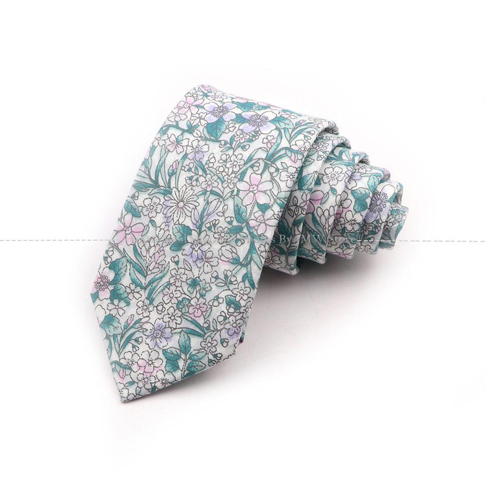 New Chic, Blumenkrawatte, 100 % Baumwollkrawatte, für Männer, helle Farbe, lässige schmale Krawatte, Hochzeitsfeier