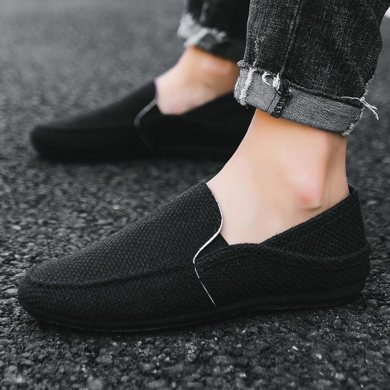 

Male Shoe Canvas Slip-on Black Sneakers Work 2025 Trend Sale Vulcanize Trends Hiking Elegant New In Men s Casual Shoes 45