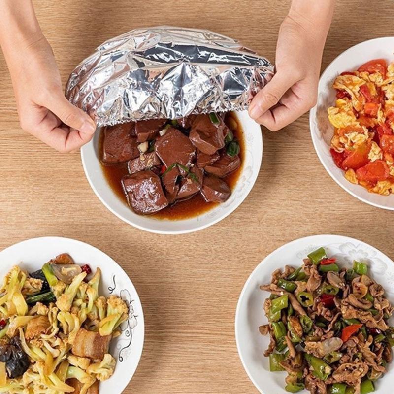 30Pcs Elastic Aluminum Foil Food Covers Heat Resistant Insulation Covers For Kitchen And Picnics