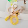 Yellow Bee Resin Glitter Letter Keychain Pendant Ornament