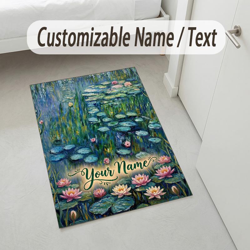 Vinyl Records Theme Soft Crystal Velvet Rug Custom Name & Text Print Non Slip Floor Rug for Bedroom Living Room