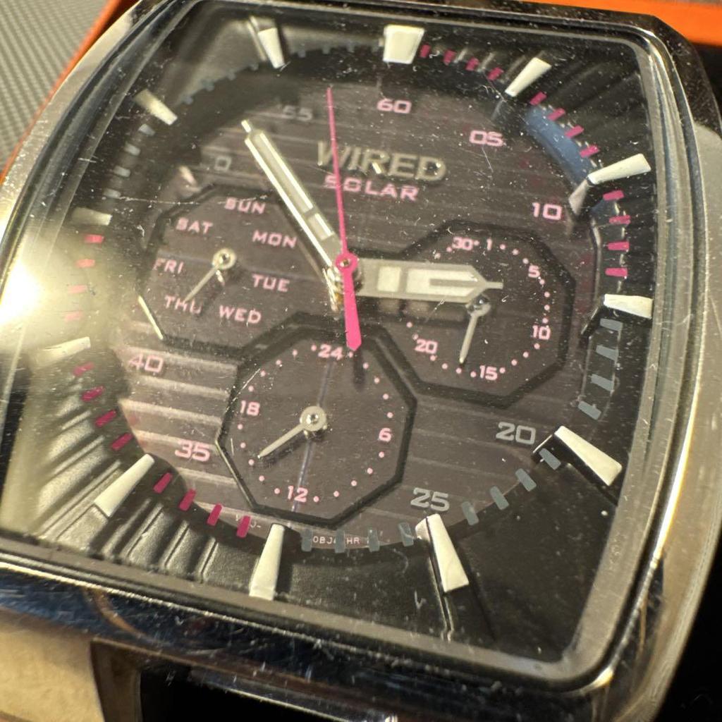 [USED] SEIKO WIRED V14J-0BA0 Solar Watch, Silver/Pink, with Box and Manual