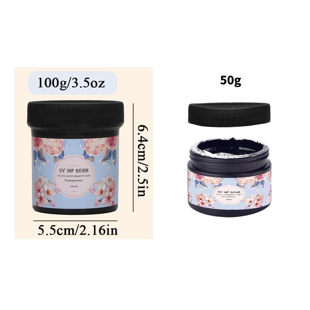 Practical UV Dip Resin Set 50g/100g Crystals Clear Epoxy for Flower Decoration and Jewelry Making with 13 Wires