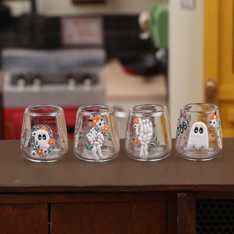 1/12 Кукольный домик Симуляция Модель чашки из прозрачного стекла Кукольный домик Мини Кухонное украшение Кукольный домик Декор сцены Хэллоуина Аксессуары