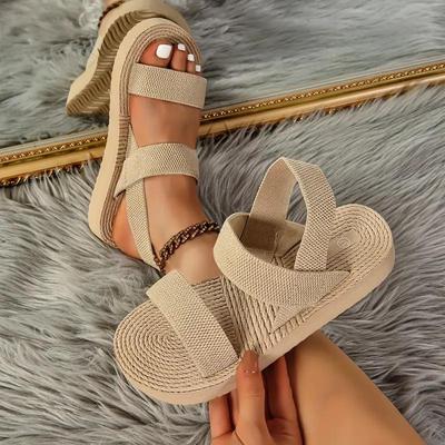 New Roman EVA Women's Mid-Heel Sandals - Round-Toe, Flat-Bottom Slippers for Outdoor, Summer 2024