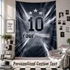 Wall Hanging Tapestry With Custom Name & Text, Lionel Messi Decorative Tapestry For Bedroom