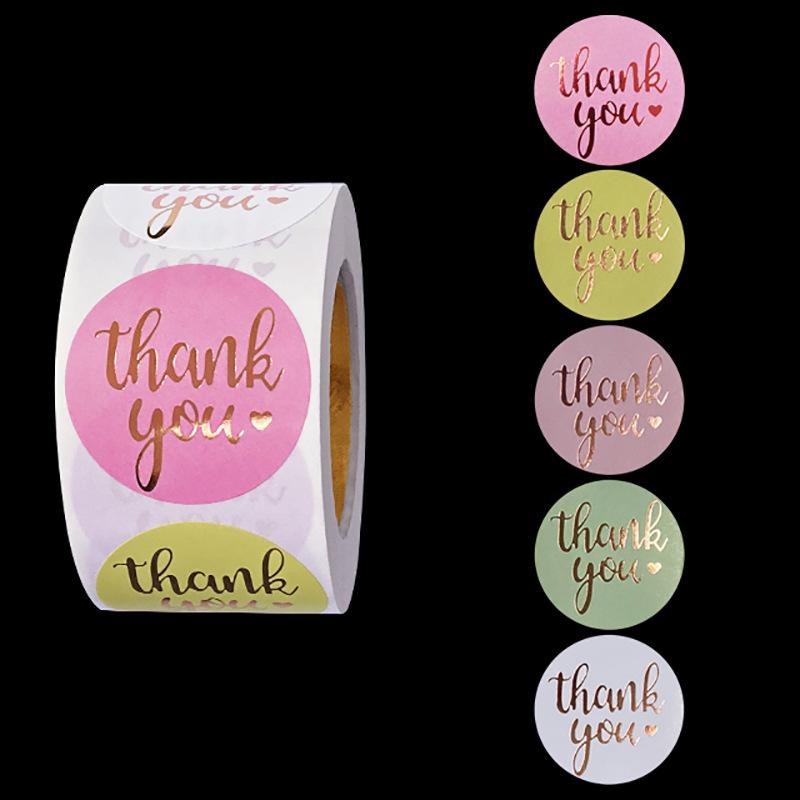 100-500 Pcs New 1.5Inch Pink White Coloful Thank You Stickers Roll For Envelope Wedding Jewelry Box Stationery Seal Lable