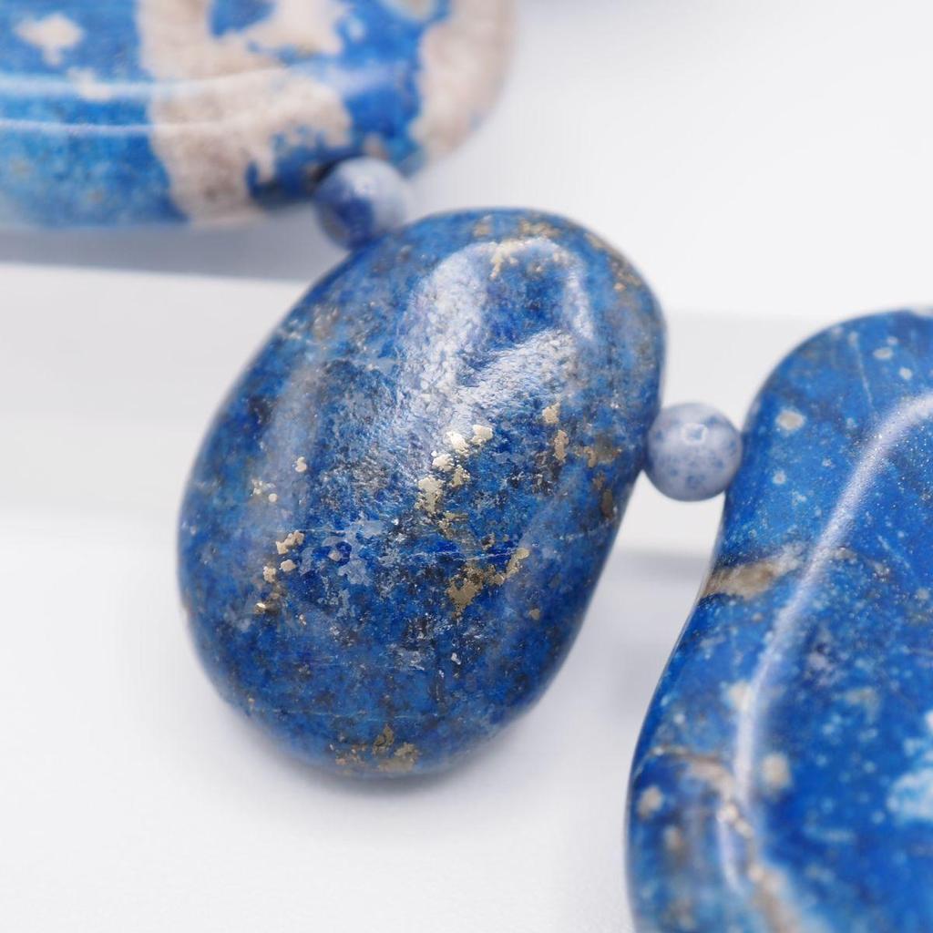 Used X686 Mon Plus Necklace Lapis Lazuli Design Silver Color December Birthstone