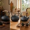 Enameled Cast-Iron Teapot Enamel Interior Textured Matte for