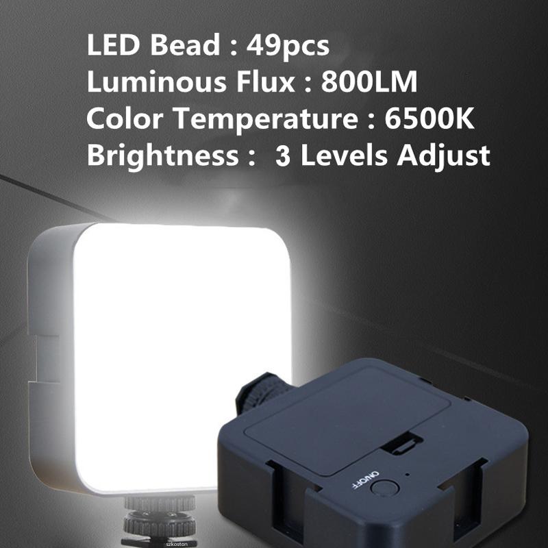 NEW Portable LED Video Light Photographic Fill Light 5W 6500K with 3 Cold Shoe for DJI OSMO Sony DSLR Canon GoPro Camera Mini