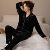 Women’s Luxury Velvet Pajama Set Autumn Winter Long Sleeve Top and Pants Soft Gold Velvet Loungewear Two Piece Set