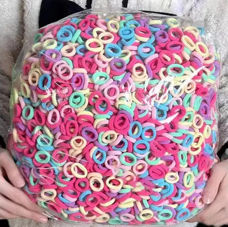 

100 шт. Разноцветные базовые нейлоновые эластичные резинки для волос для девочек, для хвостиков, резинки-скранчи, детские базовые аксессуары для волос