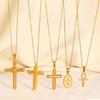 2026 Simple Cross Pendant Necklace Hydraulic Stainless Steel Men's and Women's Same Necklace Plated 18k Gold Jewelry Wholesale