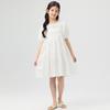 Girls' Fashionable Cotton Dress for Summer, Children's Princess Style White Dress