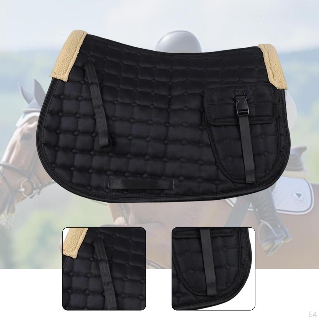 Horse Saddle Pad All Purpose Mat with Pocket Nonslip Shock Absorbing Bareback Cloth