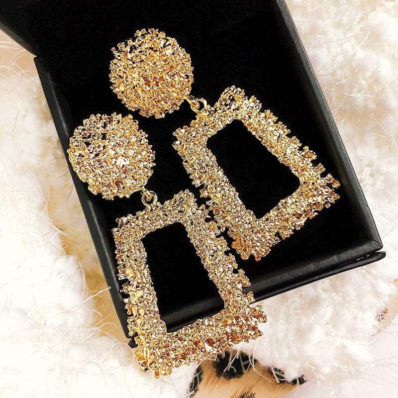 European and American Personalized a Wire Fence Women s Red Earrings X1080 Gold