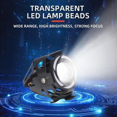 1/2x Angel Eye Mini U7 Headlights Motorcycle LED RGB Spotlight Fog Lamp High Low Beams Moto Headlamps Lens Scooter Driving Light