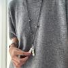 Creative Personality Silver Texture Metal Pearl Peanut Pendant Necklace for Women Men Fashion Versatile Sweater Chains Jewelry