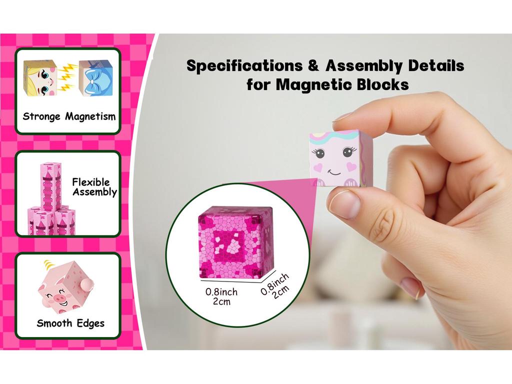 Magnetic Pink Castle STEM Cube Building Set