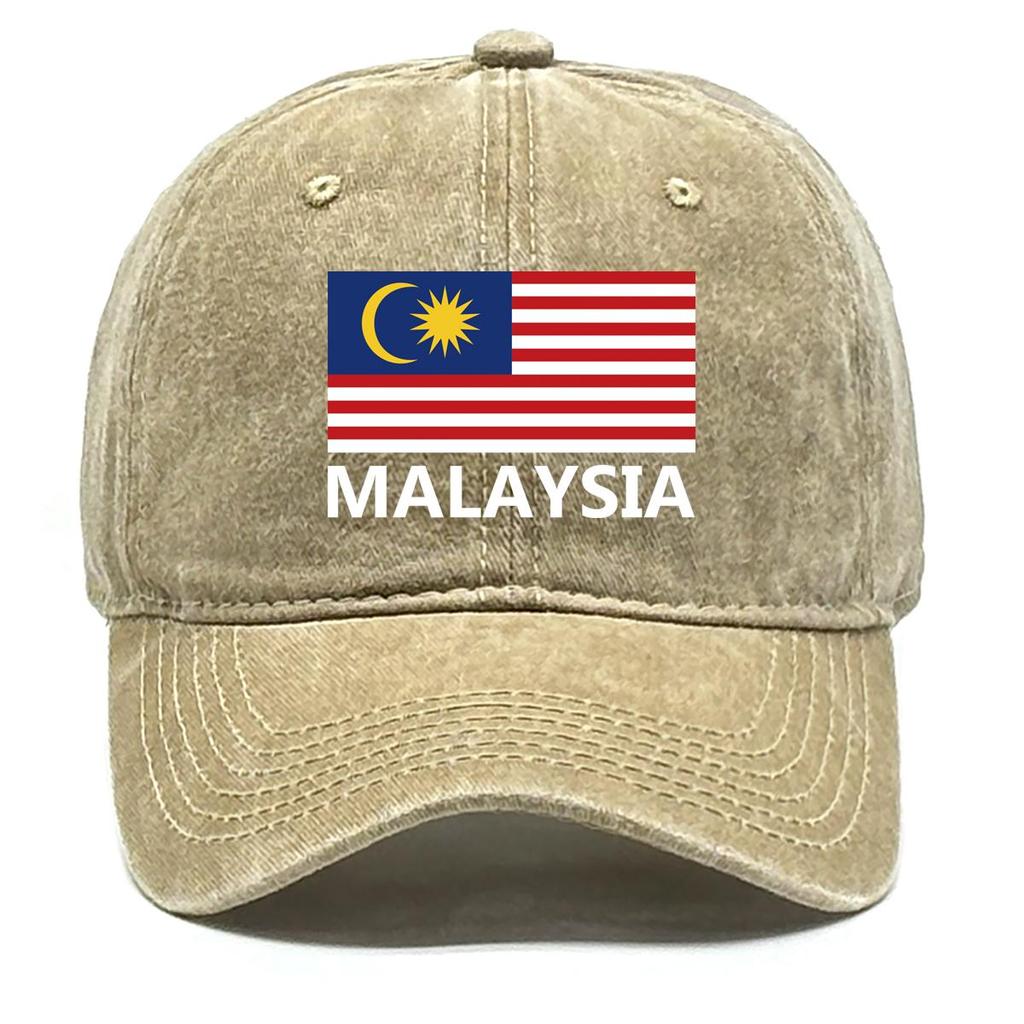 Flag of Malaysia Print Snapback Baseball Hat, Patriotic Trucker Hat Washed Simple Retro Sun Protection Adjustable Baseball Cap