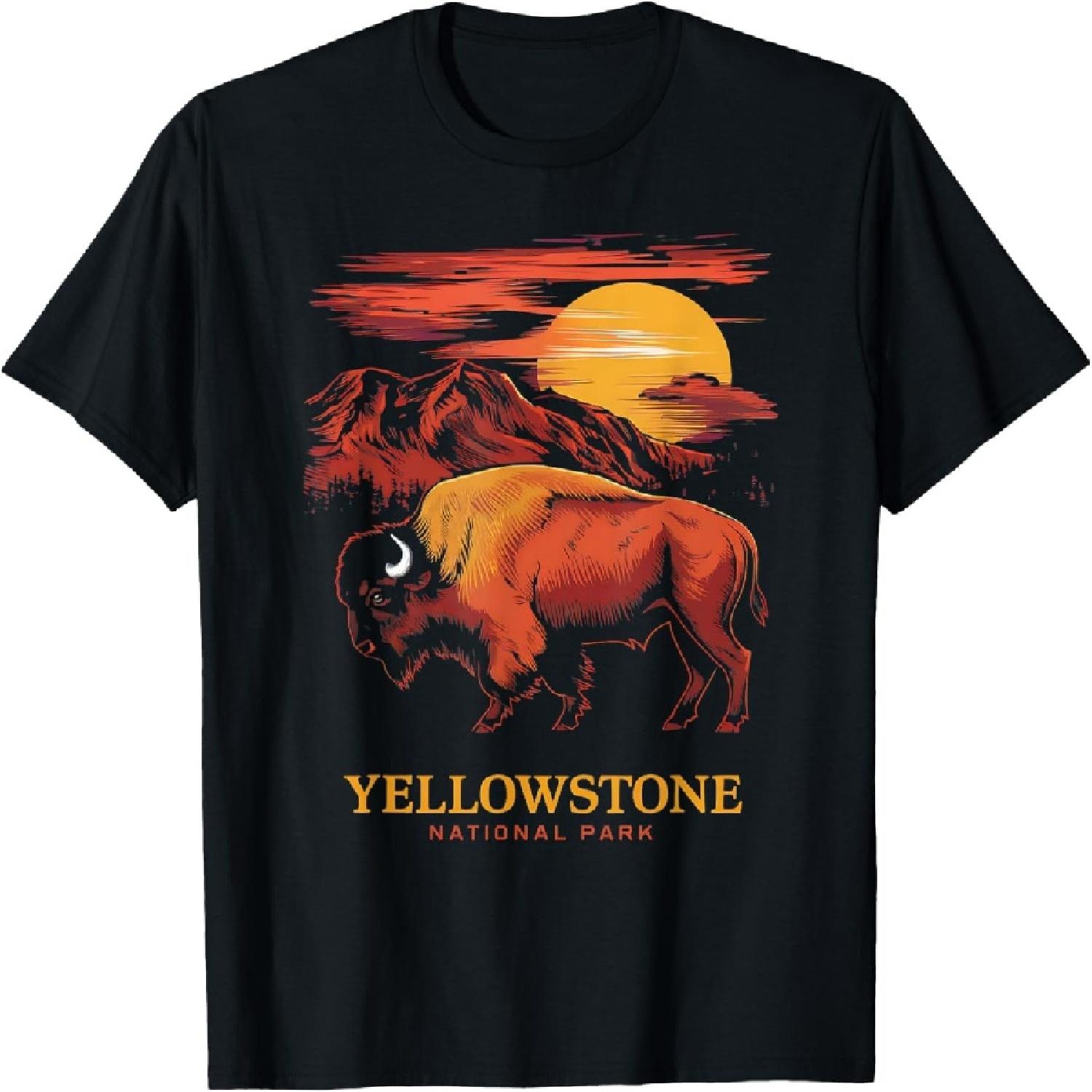 

Yellowstone National Park Sun Bison Graphic T-Shirt XXXXXL різнокольоровий