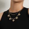 Europe, America, Exaggerated Ethnic Style Three-dimensional Peach Heart Pendant Necklace, Retro Hip-hop Trend Bell Necklace