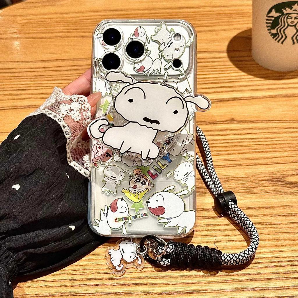 Shin-chan White Dog iPhone 17 Pro Case, Magnetic Stand, Protective Cover for Apple 16 Pro
