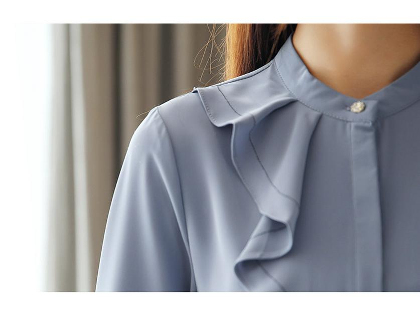 2025 Frühling Damen Rüschenkante Chiffon Workwear Hemdjacke - Vielseitiger Unifarbener Stil