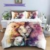 Painted Lion Pattern Bedding Quilt Set  Home Decoration  Gift (1 * duvet cover + 2 * pillowcase  without core)