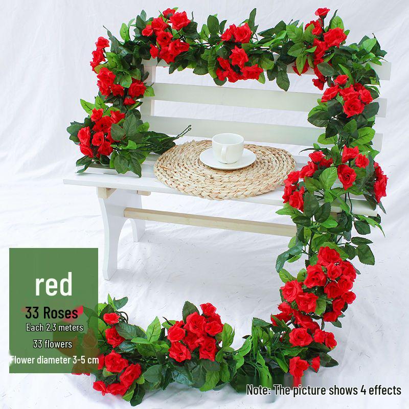 Artificial Rose Vine Garland for Air Conditioning Pipe Decoration