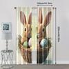 Party Window Curtains Easter Bunny Basket Fabric Without Electricity Festive Holiday Perfect Indoor Curtain Polyester Machine Washable