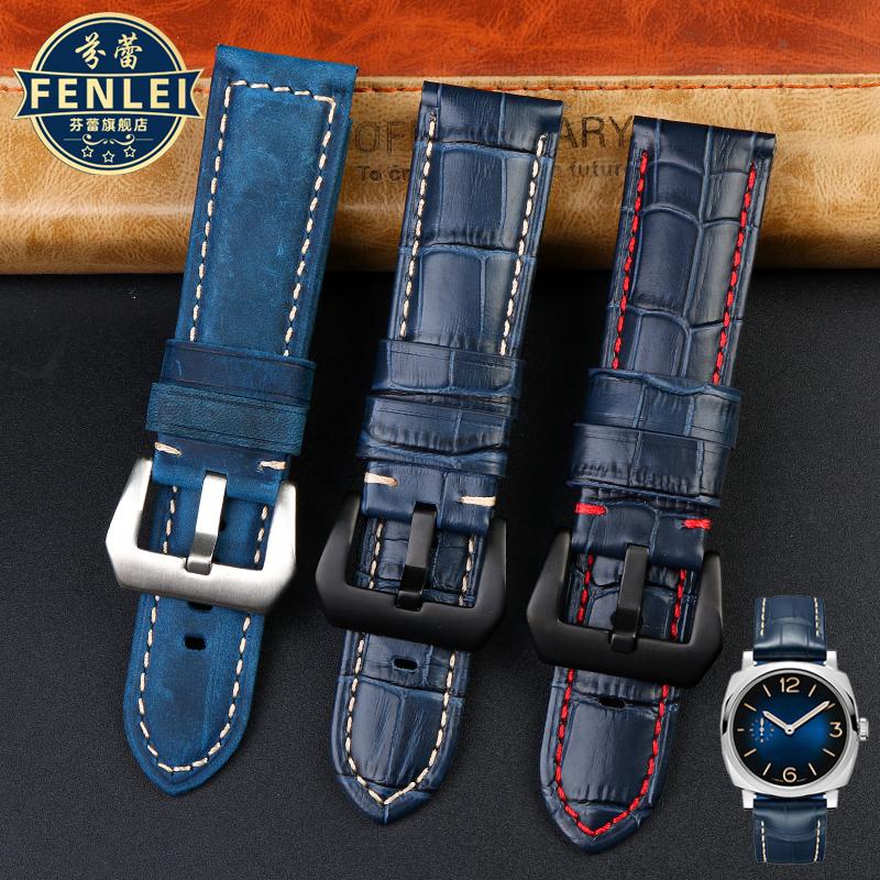 Hochwertiges wasserdichtes Uhrenarmband für Panerai PAM688 441/1313 Rindsleder Herren blau Uhrenarmband Zubehör 22MM 24mm 26mm