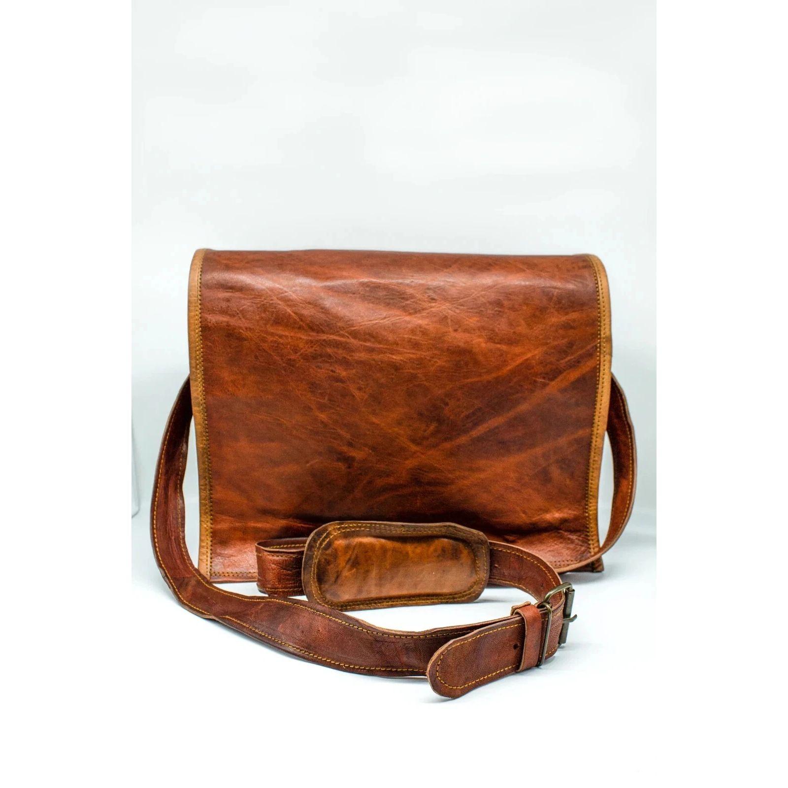 

Винтажная мужская кожаная сумка-портфель через плечо для ноутбука, сумка-мессенджер 13 x 10 x 4 in