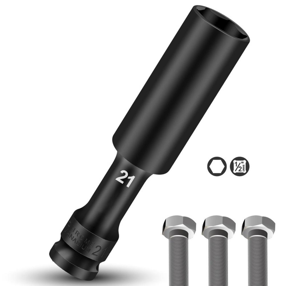 1pc 1/2in Drive Socket Wrench Hex Socket Head 8mm-24mm Adapter Spanner Converter Drive Drill Socket 128mm For Pneumatic Air Tool