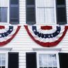 Half-Round Fan Banner Ruffled Patriotic Star Pattern for Porch, Fence