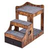 Pet Bunk Bed with Stairs Dog/Cat Window Perch with Storage Indoor Brown